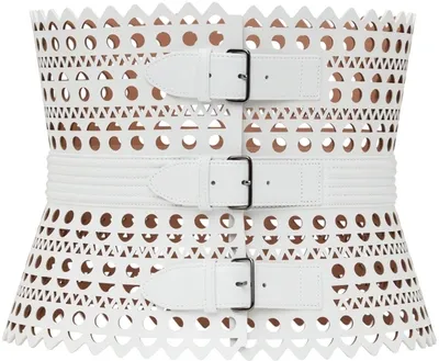 Alaïa White 1992 Large Vienne Corset Belt In 010 Optical White