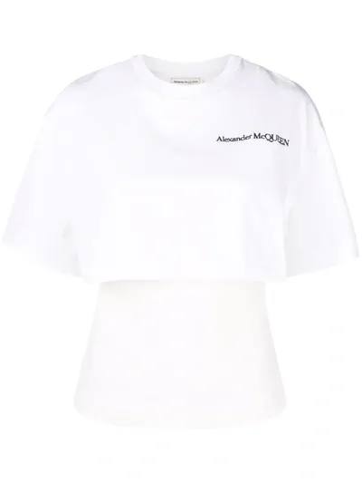 Alexander Mcqueen Logo-embroidered Layered T-shirt In White