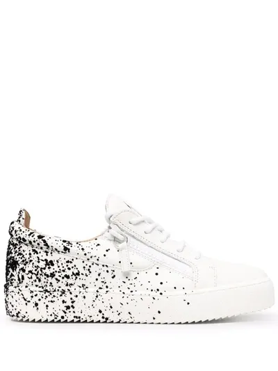 Giuseppe Zanotti Spray Effect Leather Trainers In White