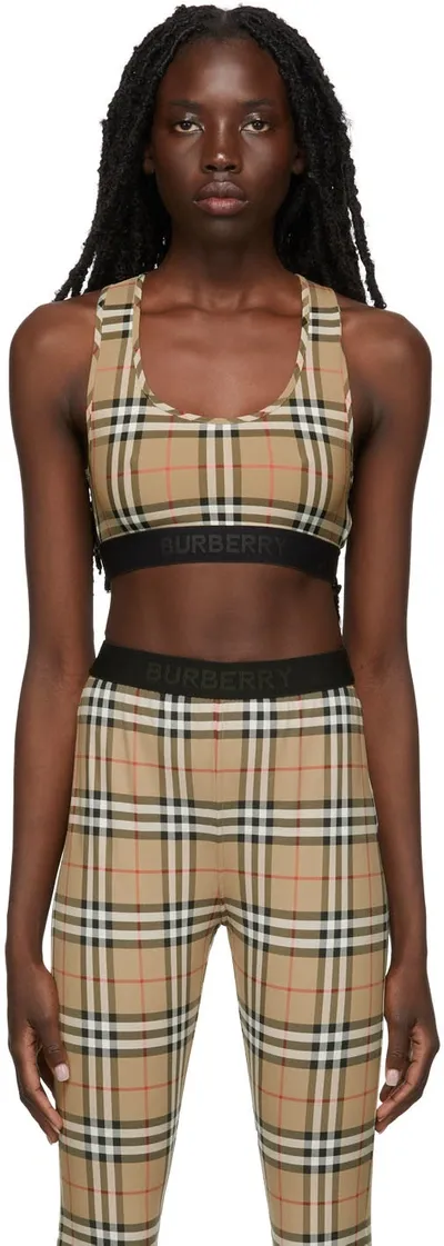 Burberry Beige Vintage Check Sports Bra