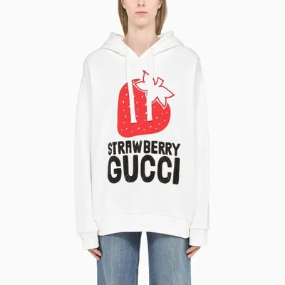 Gucci White Strawberry  Print Hoodie