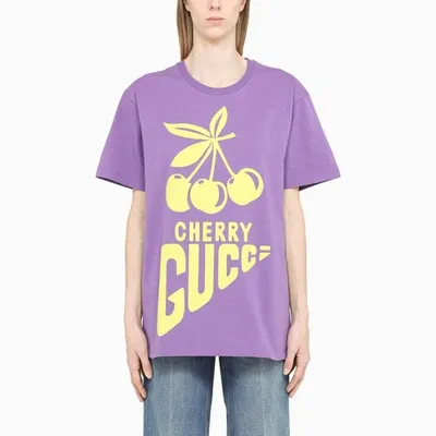 Gucci Purple Cherry  Print T-shirt