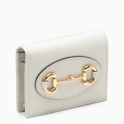 Gucci White Horsebit Credit Card Holder