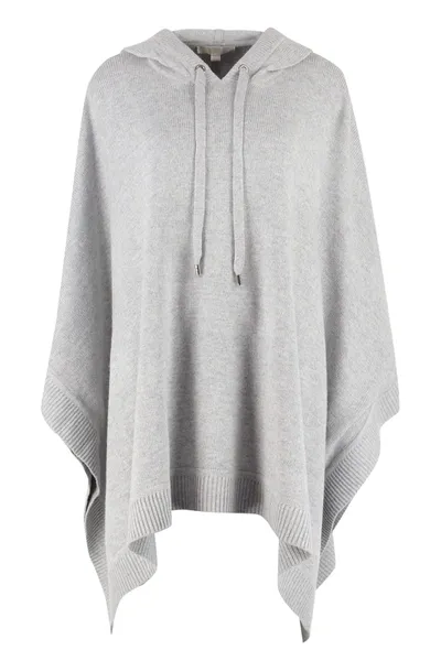 Michael Michael Kors Fine-knit Hooded Cape In Grey