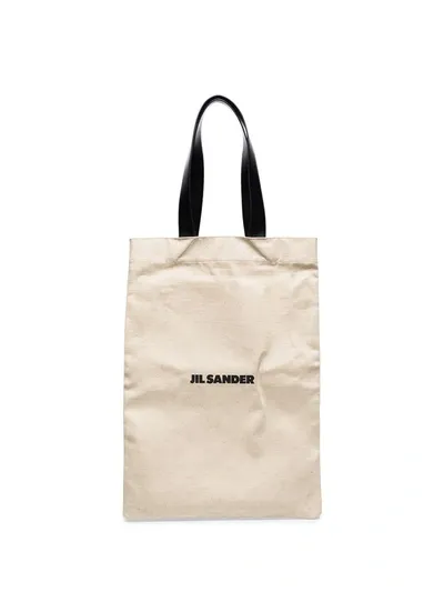 Jil Sander Logo-print Tote Bag In Neutrals