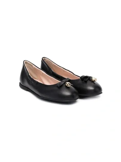 Simonetta Leather Ballerina Shoes In Black