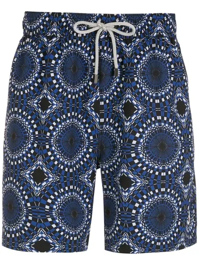 Amir Slama Abstract-print Drawstring Swim Shorts In Blue