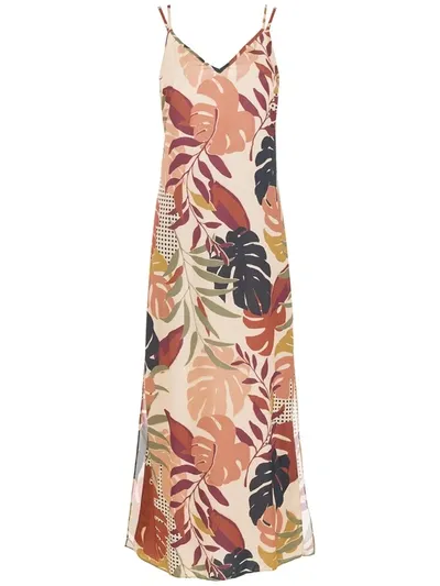 Amir Slama Palm Leaf Print Maxi Dress In Multicolour