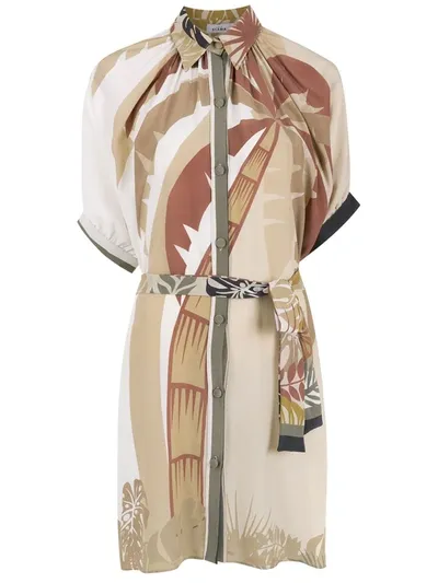 Amir Slama Tropical Print Shirt Dress In Neutrals