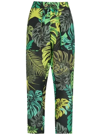 Amir Slama Tropical Print Straight Trousers In Green