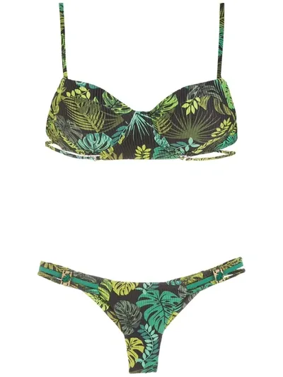 Amir Slama Tropical Print Bikini In Green