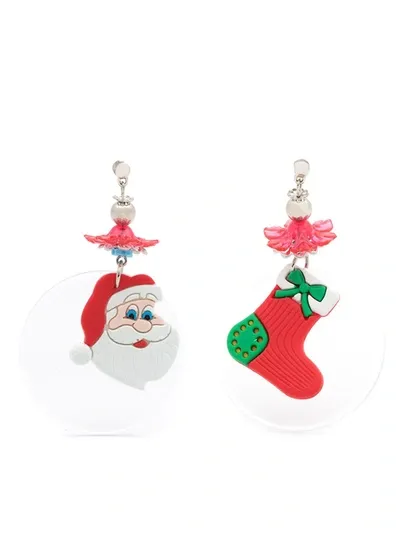 Amir Slama Christmas-motif Asymmetric Earrings In Red