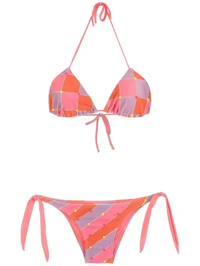 Amir Slama Checked Bikini Set In Pink