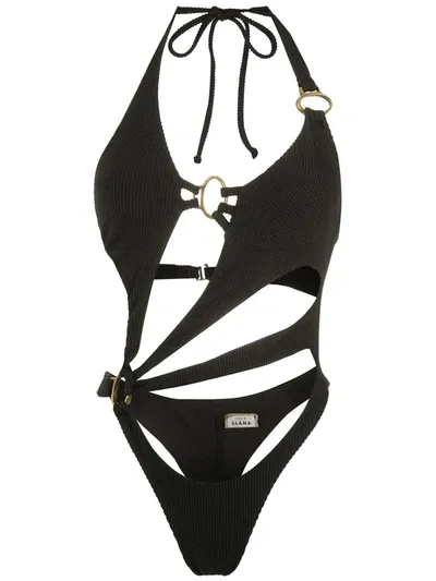 Amir Slama Cut-out Halterneck Swimsuit In Black