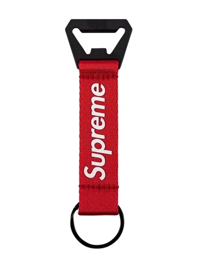 Supreme Bottle Opener Webbing Keychain In Red