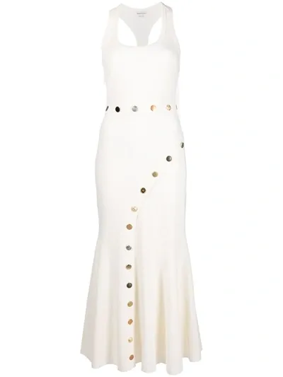 Alexander Mcqueen Ivory Long Dress With Button Detailing