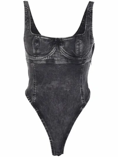 Diesel D-gellert-ne Denim Corset In Grey