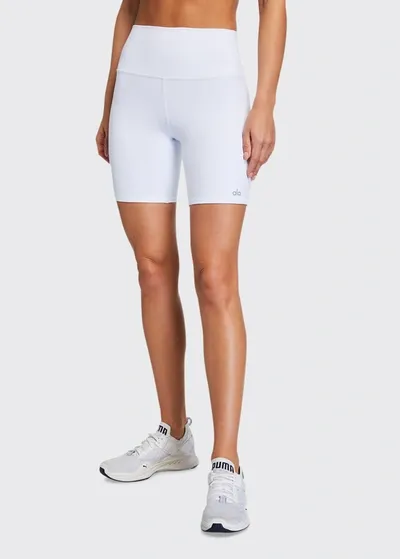 Alo Yoga High-waist Active Biker Shorts In White