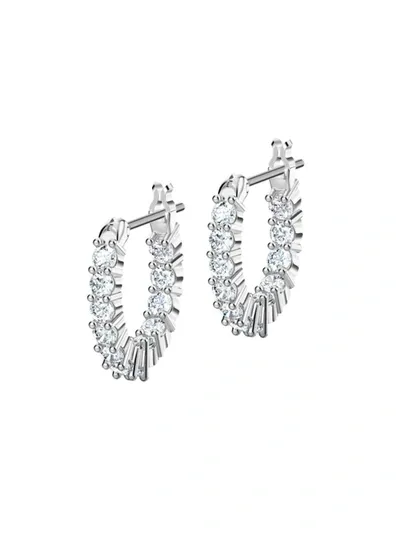 Swarovski Vittore  Crystal Rhodium-plated Hoop Earrings In Silver