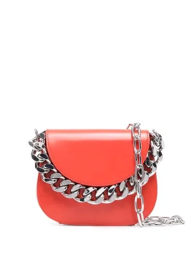 Kara Chain-link Saddle Crossbody Bag In Red