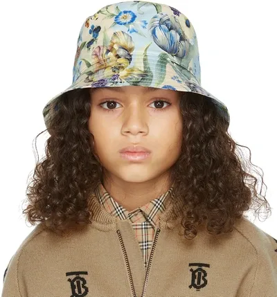 Burberry Thomas Bear Floral-print Bucket Hat In Blue