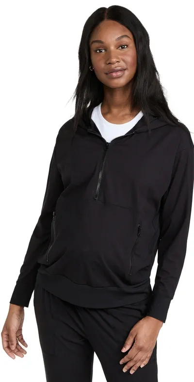 Ingrid & Isabel Half Zip Pullover Sweater In Black