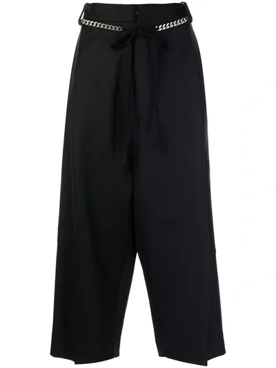 Y's Cropped Wide-leg Trousers In Black