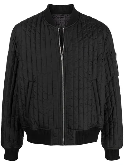 Helmut Lang Quilted Zip-up Bomber Jacket In Black