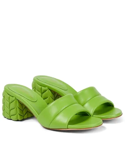 Gianvito Rossi Florea Quilted-heel Leather Mules In Green