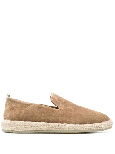 Officine Creative Collapsible-heel Suede Espadrilles In Neutrals