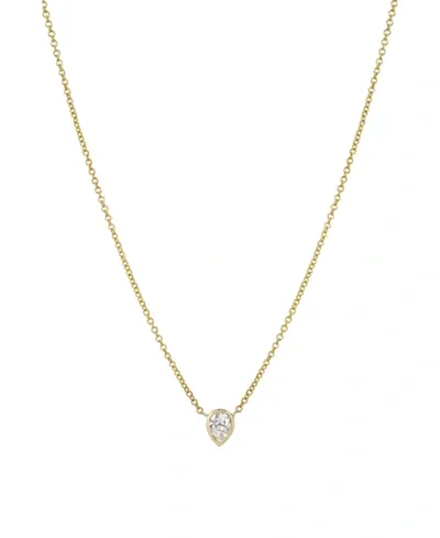 Zoe Lev 14k Yellow Gold Pear Diamond Bezel Pendant Necklace, 16-18