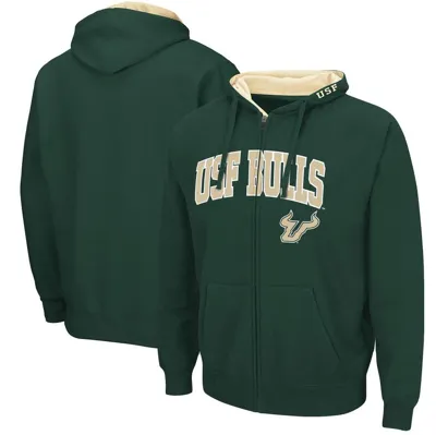 Colosseum Men's Green South Florida Bulls Arch Logo 3.0 Full-zip Hoodie