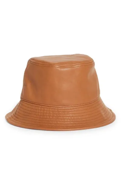 Stand Studio Vida Faux Leather Bucket Hat In Beige