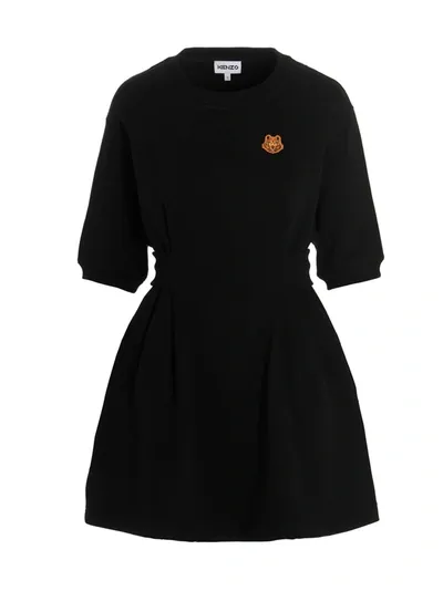 Kenzo Embroidered-motif Sweatshirt Dress In Black