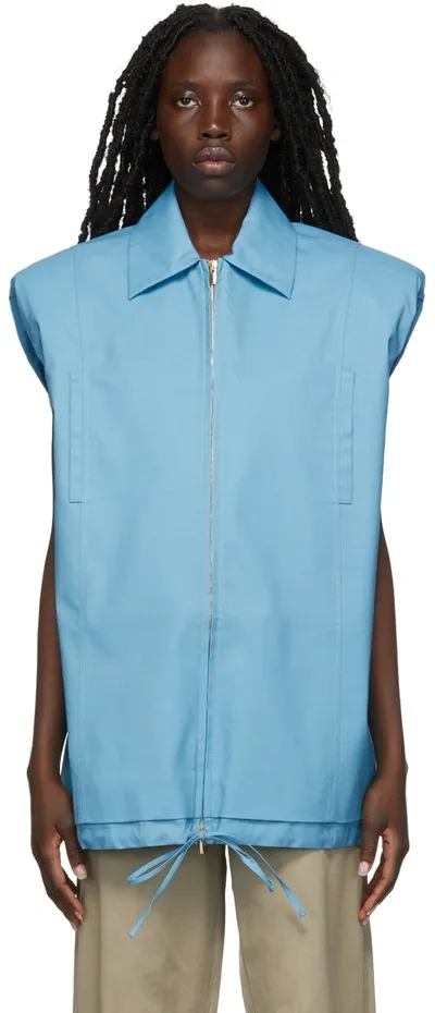 Jacquemus Le Gilet Biella Cutout Wool Vest In Turquoise 213ja14-213 125340