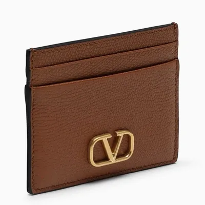 Valentino Garavani Brown Vlogo Credit Card Holder