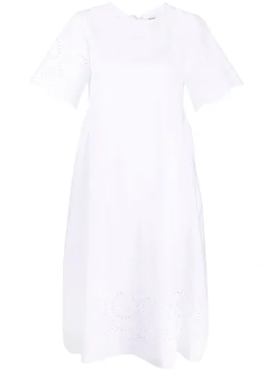 P.a.r.o.s.h Camelia Broderie Anglaise Cotton Midi Dress In White