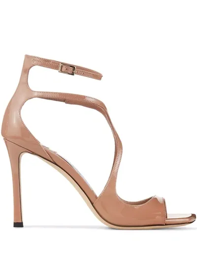 Jimmy Choo Azia Leather Strappy Stiletto Sandals In Ballet Pink