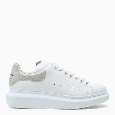 Alexander Mcqueen White/ Grey Oversized Sneakers With Croco Print