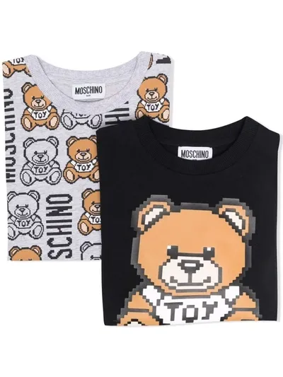 Moschino Kids' Two-piece Logo T-shirt Set In Black