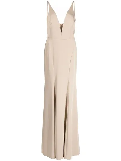 Marchesa Notte Bridesmaids Crema Plunge-neck Gown In White