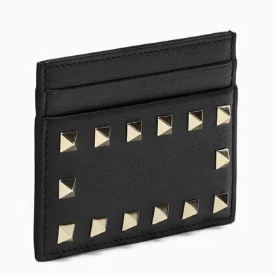 Valentino Garavani Black Rockstud Credit Card Holder