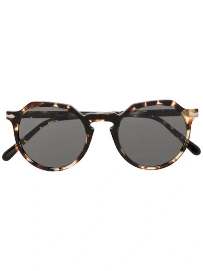 Persol Round Frame Sunglasses In Brown