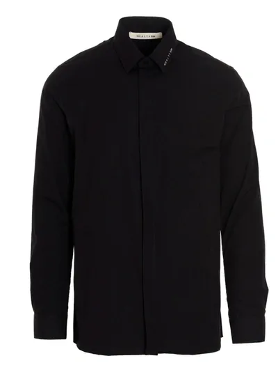 Alyx 1017  9sm Man Logo-embellished Cotton-poplin Shirt In Black