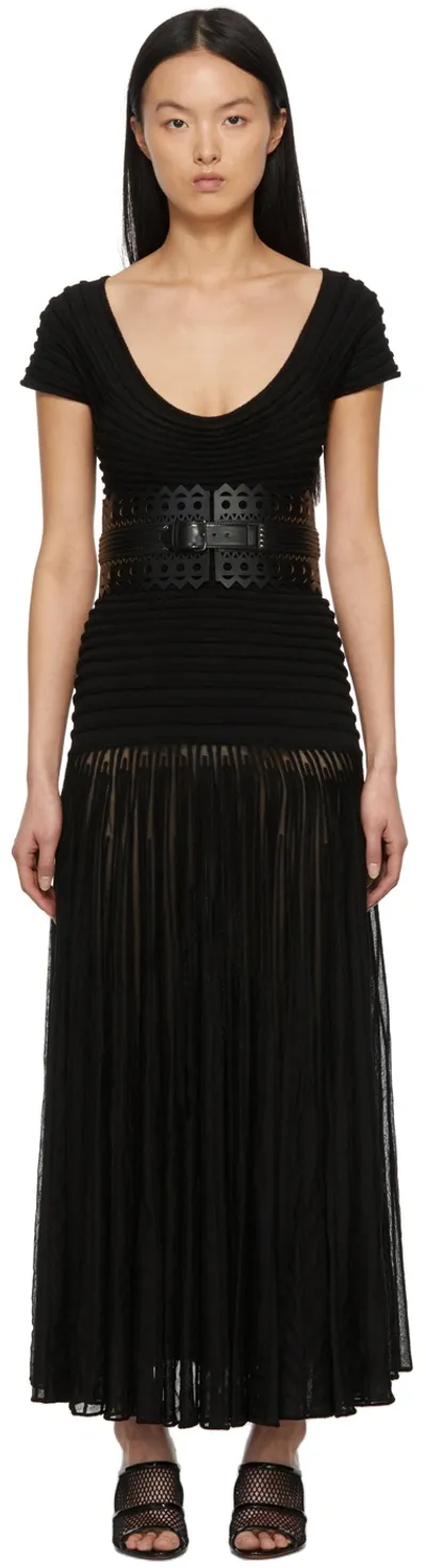 Alaïa Black Ottoman Knit Long Dress In 995 Alaia Black