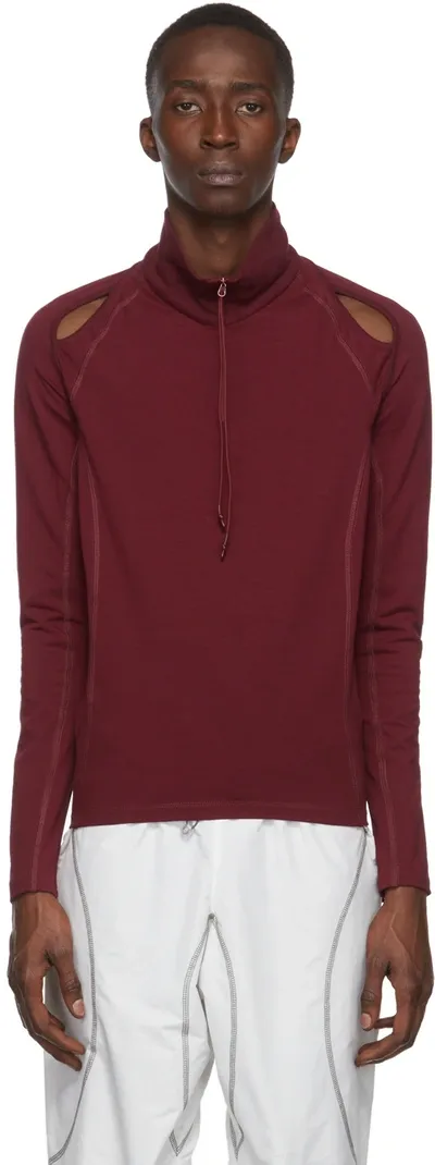 Saul Nash Burgundy Twist Bond Compression Zip-up Sweater In Bordeux