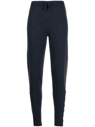 Madison.maison Laminated-stripe Cashmere Trousers In Blue