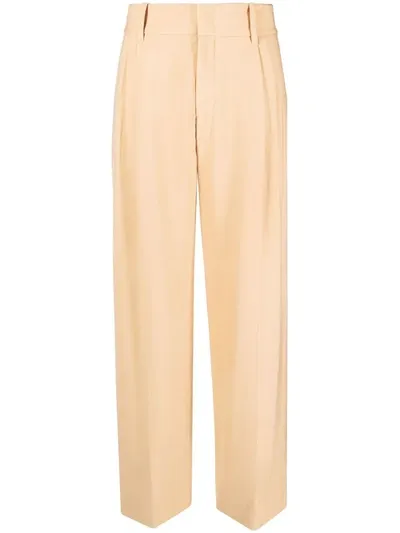 Vince Wool-blend Twill Straight-leg Pants In Beige