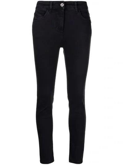 Patrizia Pepe Skinny Cropped Jeans In Nero