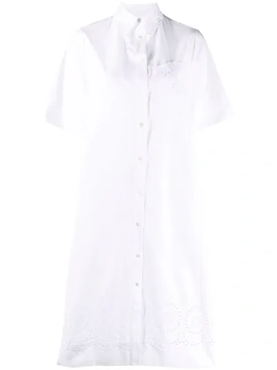 P.a.r.o.s.h Short-sleeved Mini Shirt Dress In Weiss